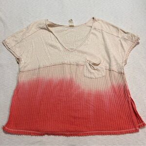 Free People We The Free Oversized Pink Ombre Tee‎ XS Pocket T Shirt